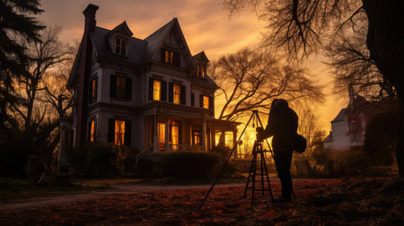 sunhistoric taking photos of houseの素材