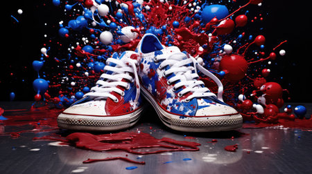 unique red white blue splatterの素材