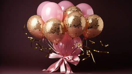 confetti gold and pink balloonsの素材