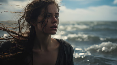 strength woman in waterの素材