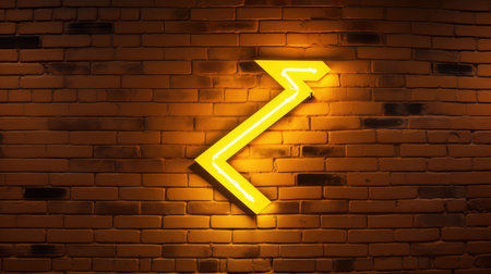arrow brick wall neon signの素材