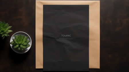 design paper on table mockupの素材