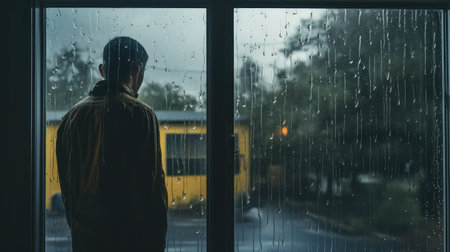 window rain on glassの素材