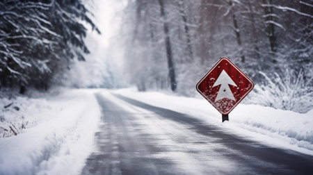 drivers slippery road signの素材