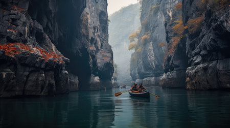 blue boat in waterの素材