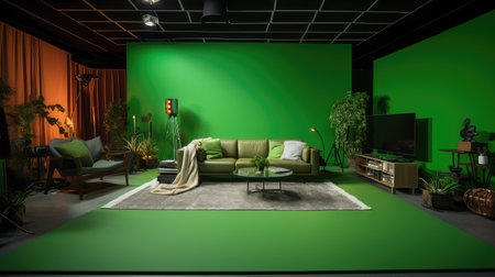 spacious living room green screenの素材