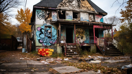 neglected run-down houseの素材