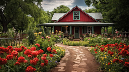 rustic red farm houseの素材