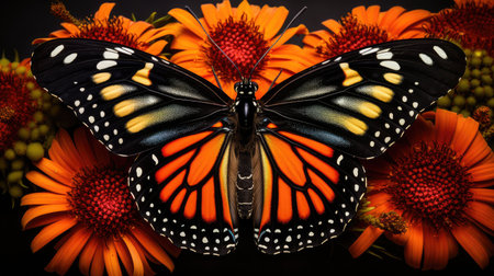 flower black orangeの素材