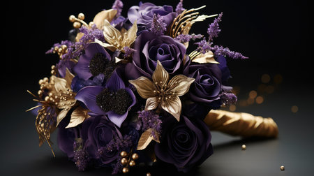 bouquet purple goldの素材