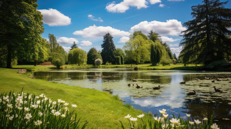 water beautiful lawn springの素材