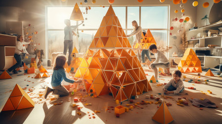 geometric orange trianglesの素材