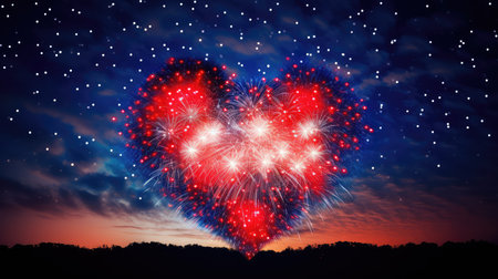 night red white blue heartの素材