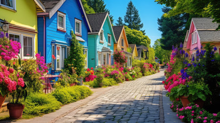 quaint houses streetの素材