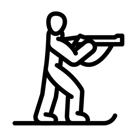 biathlon winter sport line icon vector illustrationのイラスト素材