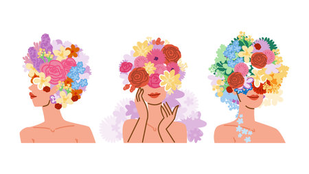 makeup floral face art vectorのイラスト素材