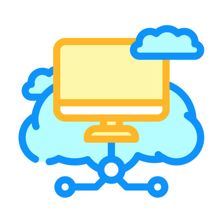 virtual machine cloud computing color icon vector illustrationのイラスト素材