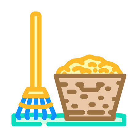 leaf raking garden maintenance color icon vector illustrationのイラスト素材