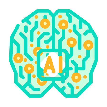 artificial intelligence ai brain industry 4 color icon vector illustrationのイラスト素材