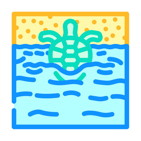 sea turtle world ocean color icon vector illustrationのイラスト素材