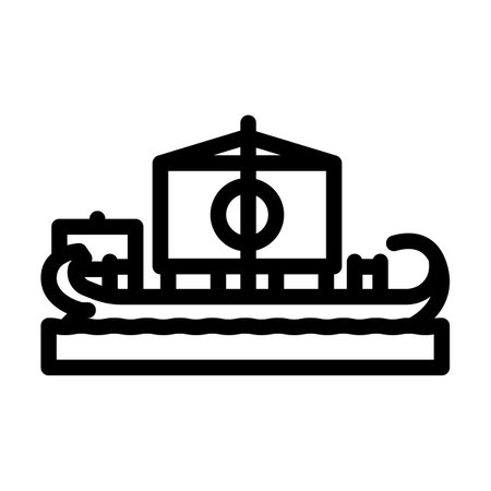 quinquereme ancient ship line icon vector illustrationのイラスト素材