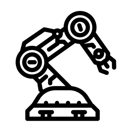 industrial robot arm industry 5 line icon vector illustrationのイラスト素材