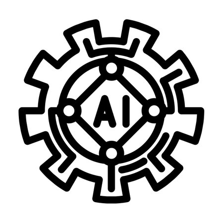 artificial intelligence ai gear industry 5 line icon vector illustrationのイラスト素材