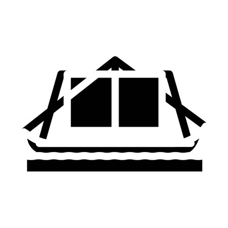 longship ancient ship glyph icon vector illustrationのイラスト素材