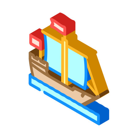 cog ancient ship isometric icon vector illustrationのイラスト素材