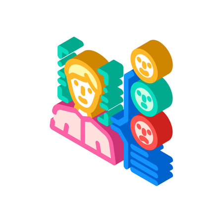 sentiment analysis face nlp isometric icon vector illustrationのイラスト素材