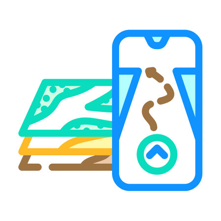 digital map overlay augmented reality color icon vector illustrationのイラスト素材