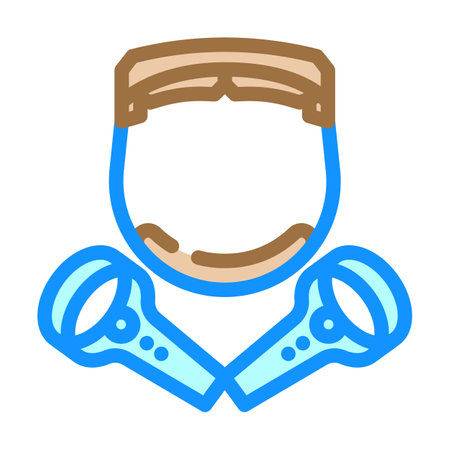 mixed reality headset augmented reality color icon vector illustrationのイラスト素材