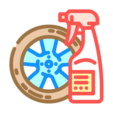 wheel cleaner car care color icon vector illustrationのイラスト素材