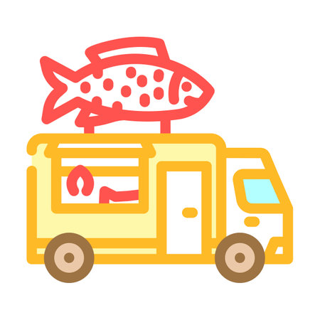 seafood food truck color icon vector illustrationのイラスト素材