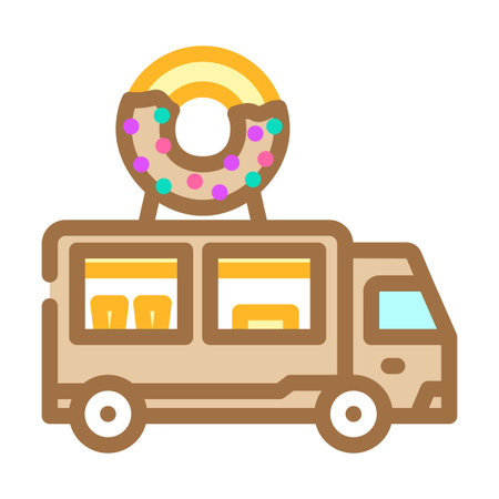 dessert food truck color icon vector illustrationのイラスト素材