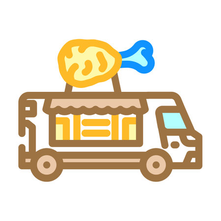 fried chicken food truck color icon vector illustrationのイラスト素材