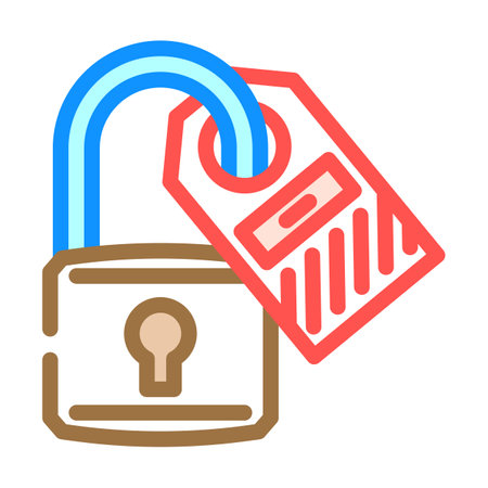 lockout tagout injury prevention color icon vector illustrationのイラスト素材