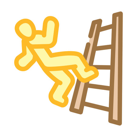 ladder safety injury prevention color icon vector illustrationのイラスト素材