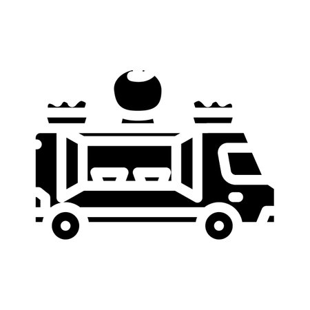 vegan vegetarian food truck glyph icon vector illustrationのイラスト素材