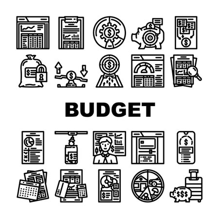 budget planning savings icons set vectorのイラスト素材