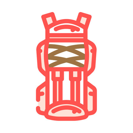 compact hiking backpack color icon vector illustrationのイラスト素材