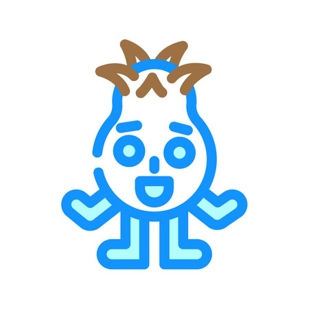 small horns cute monster color icon vector illustrationのイラスト素材