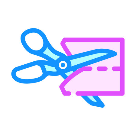 scissors cutting fabric thrift driven fashion color icon vector illustrationのイラスト素材