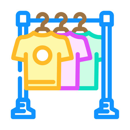 hanger clothes thrift driven fashion color icon vector illustrationのイラスト素材