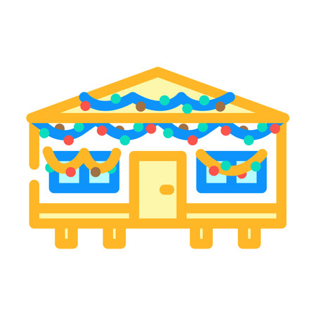 christmas lights mobile home color icon vector illustrationのイラスト素材