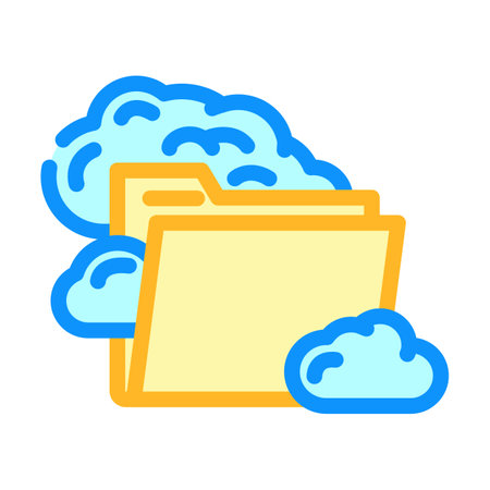 folder cloud hybrid work color icon vector illustrationのイラスト素材