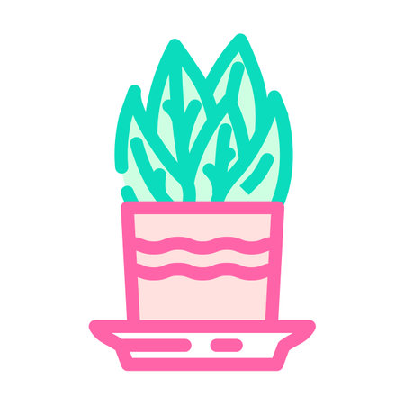 desk plant hybrid work color icon vector illustrationのイラスト素材