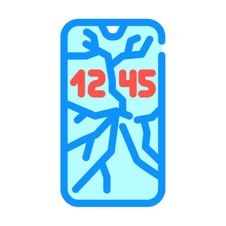 broken smartphone screen color icon vector illustrationのイラスト素材