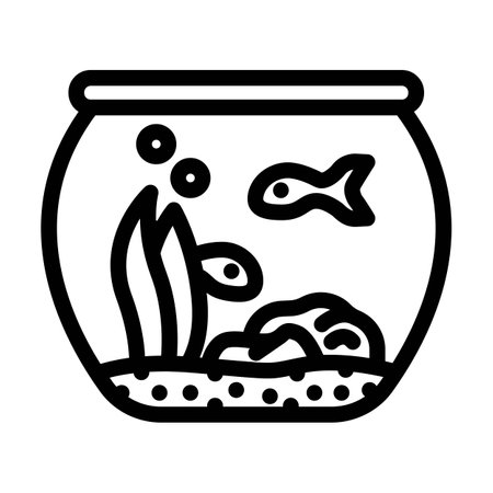 fish bowl multi species home line icon vector illustrationのイラスト素材