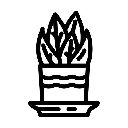 desk plant hybrid work line icon vector illustrationのイラスト素材